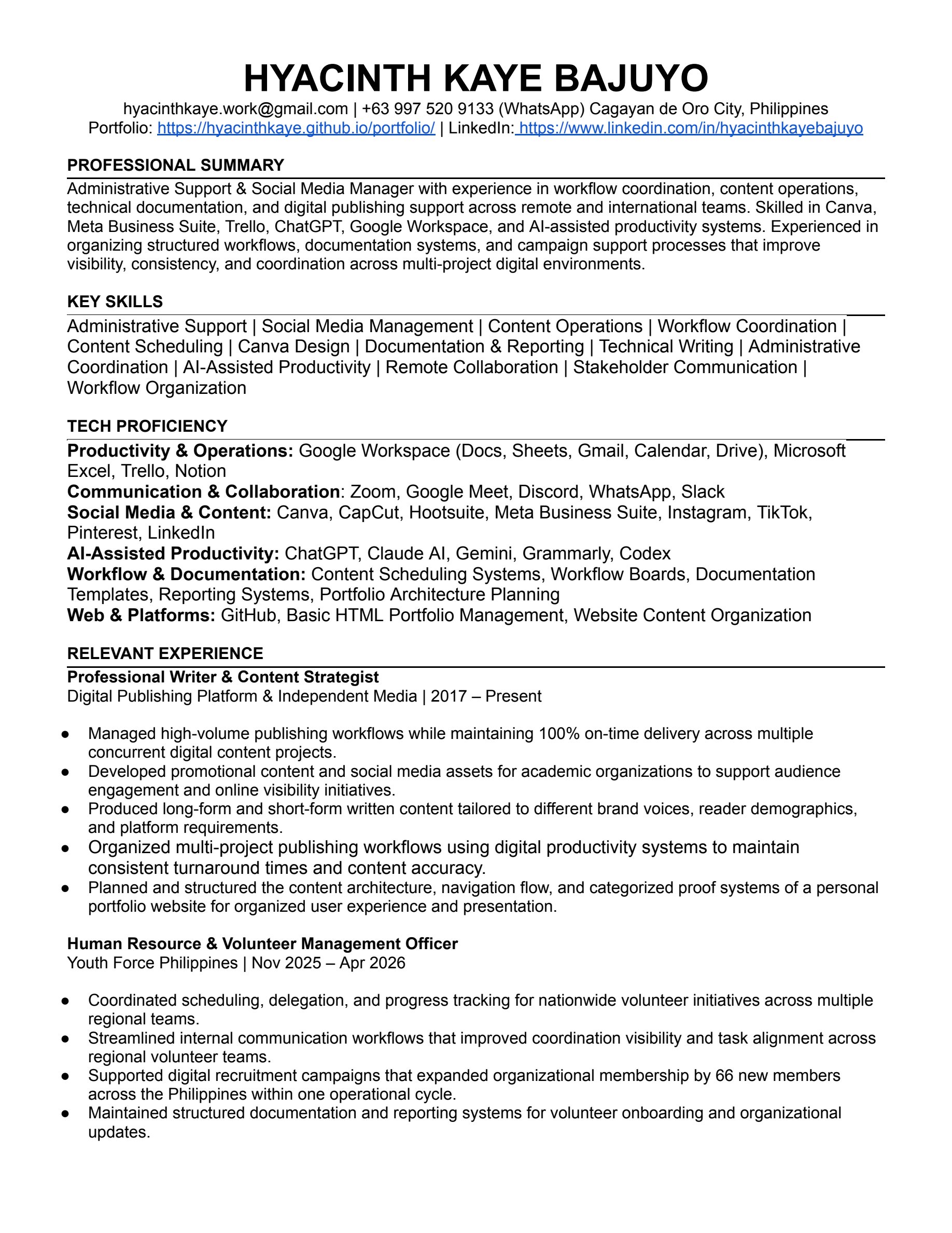 Resume page 1